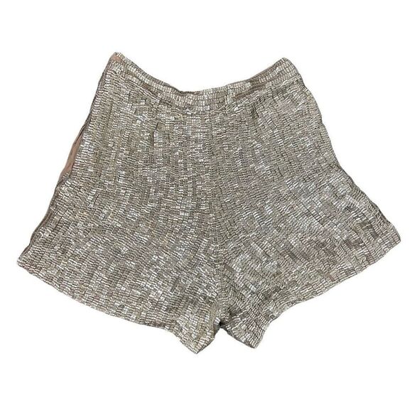 MLV Sequin Shorts Womens Silver High Waisted Sparkle Dressy Metallic Sparkle XS - Picture 4 of 15